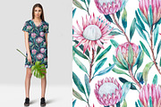 Protea flowers watercolor pattern, a Pattern Graphic by Robusta (Thumbnail 3 of 5)