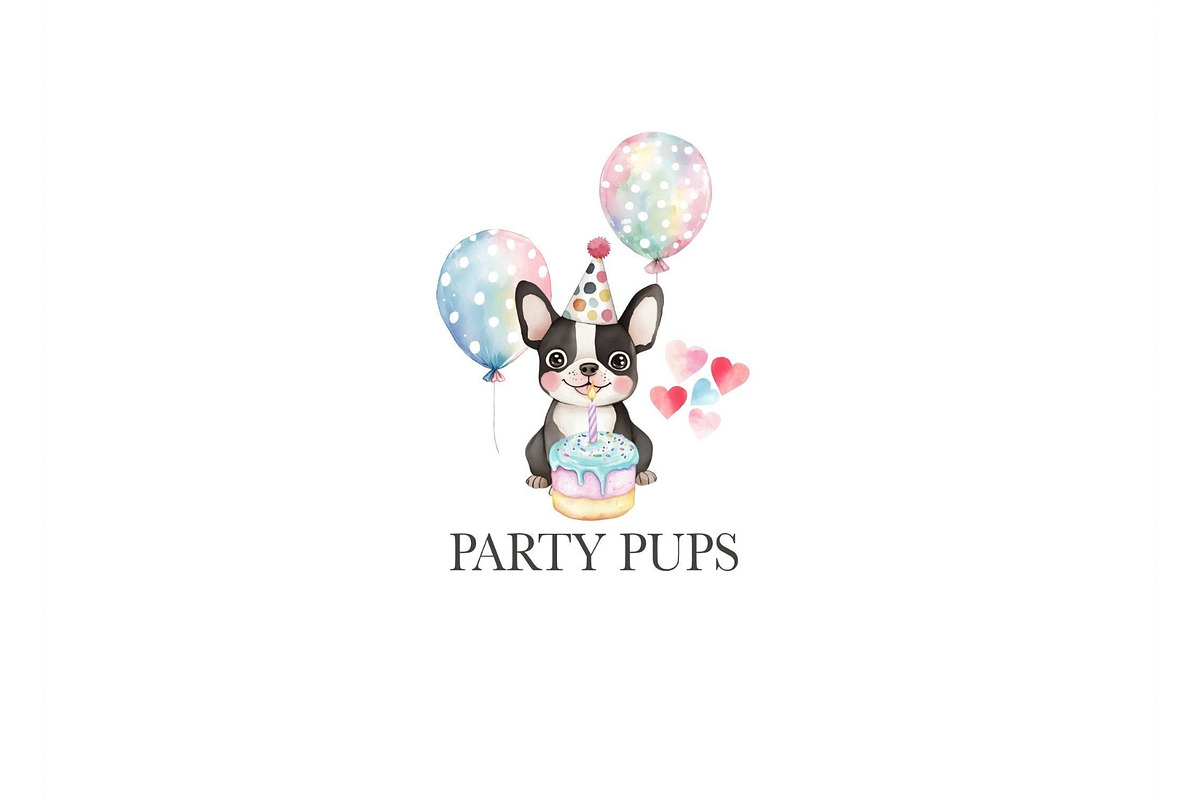 Party Pups Watercolor Clipart, an Illustration by CharmClipart (Photo 8 of 8)