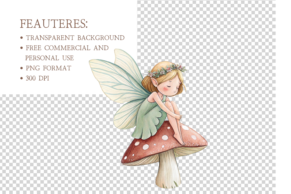 Watercolor Pink Fairy Clipart Bundle, an Illustration by MockupWizard (Photo 5 of 6)
