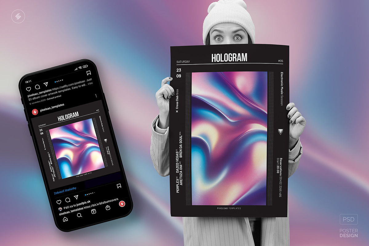 Hologram Party Flyers, Posters Pack, a Poster Template by pixelsao (Photo 12 of 23)