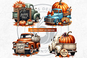 Fall trucks with pumpkins PNG, a Seasonal Illustration by ThatsDesignArt (Thumbnail 6 of 10)