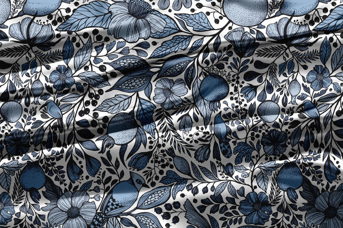 Endless Garden Yellow & Blue Pattern, a Pattern Graphic by Marta & Livonka (Photo 11 of 14)