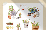 Gardening Tools Clipart, a Decorative Illustration by Julia M. Watercolor (Thumbnail 6 of 11)