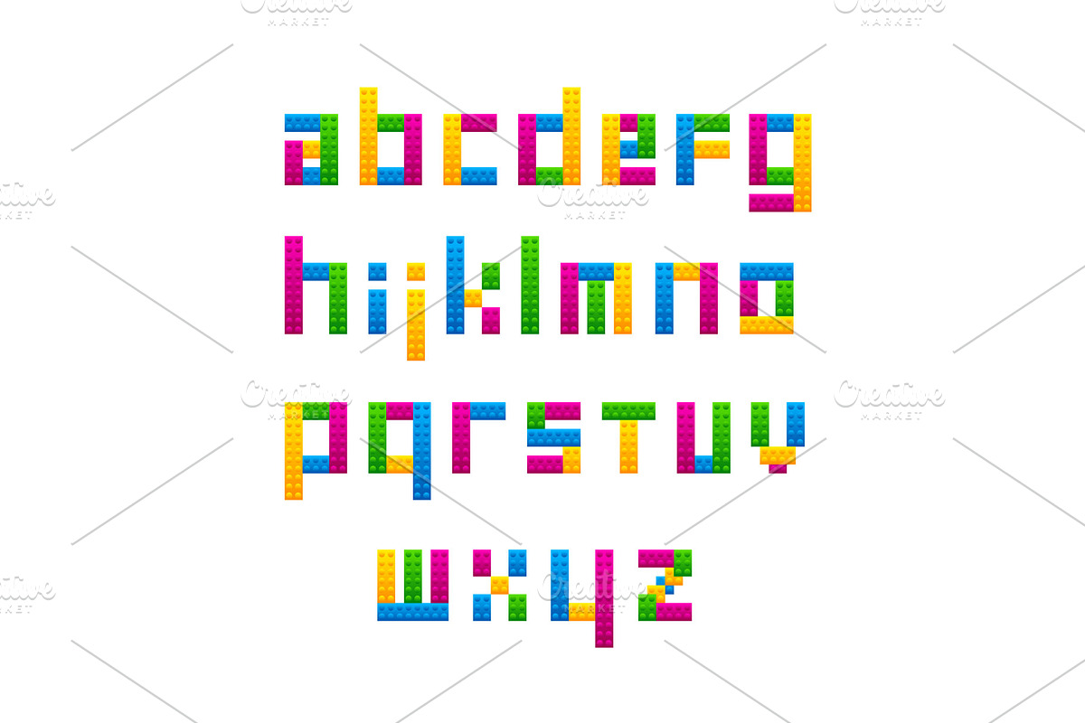 Colorful Lego Letter Alphabet font, a Branding & Logo Template by Enola99d