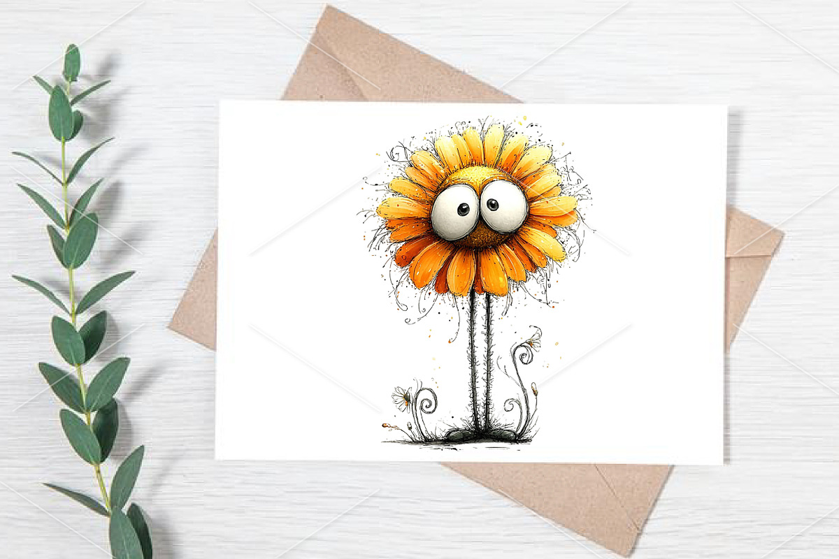 Quirky Flowers Funny Clipart Bundle, an Illustration by Canvas Craft (Photo 7 of 7)