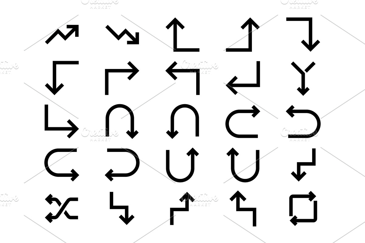 100 Arrow Glyph icon Set, an Outline Icon by shahsoft (Photo 4 of 8)