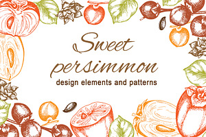 Sweet Persimmon Fruit Vintage Kit, a Food Illustration by Artspace