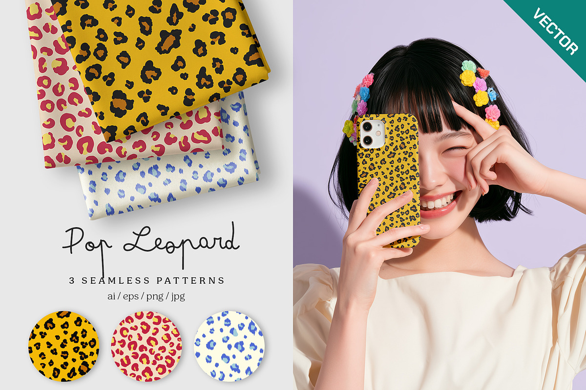 Pop leopard seamless pattern set, a Pattern Graphic by Momosama Studio (Photo 1 of 5)
