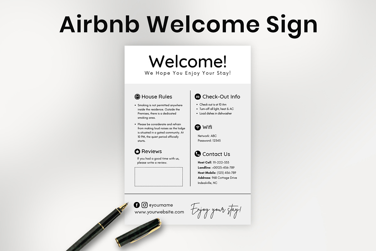Airbnb Welcome Sign Template, a Templates & Theme by Snapybiz (Photo 3 of 10)
