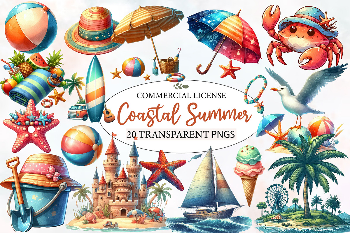 Coastal Summer Sublimation Clipart, an Illustration by Designworld (Photo 1 of 6)