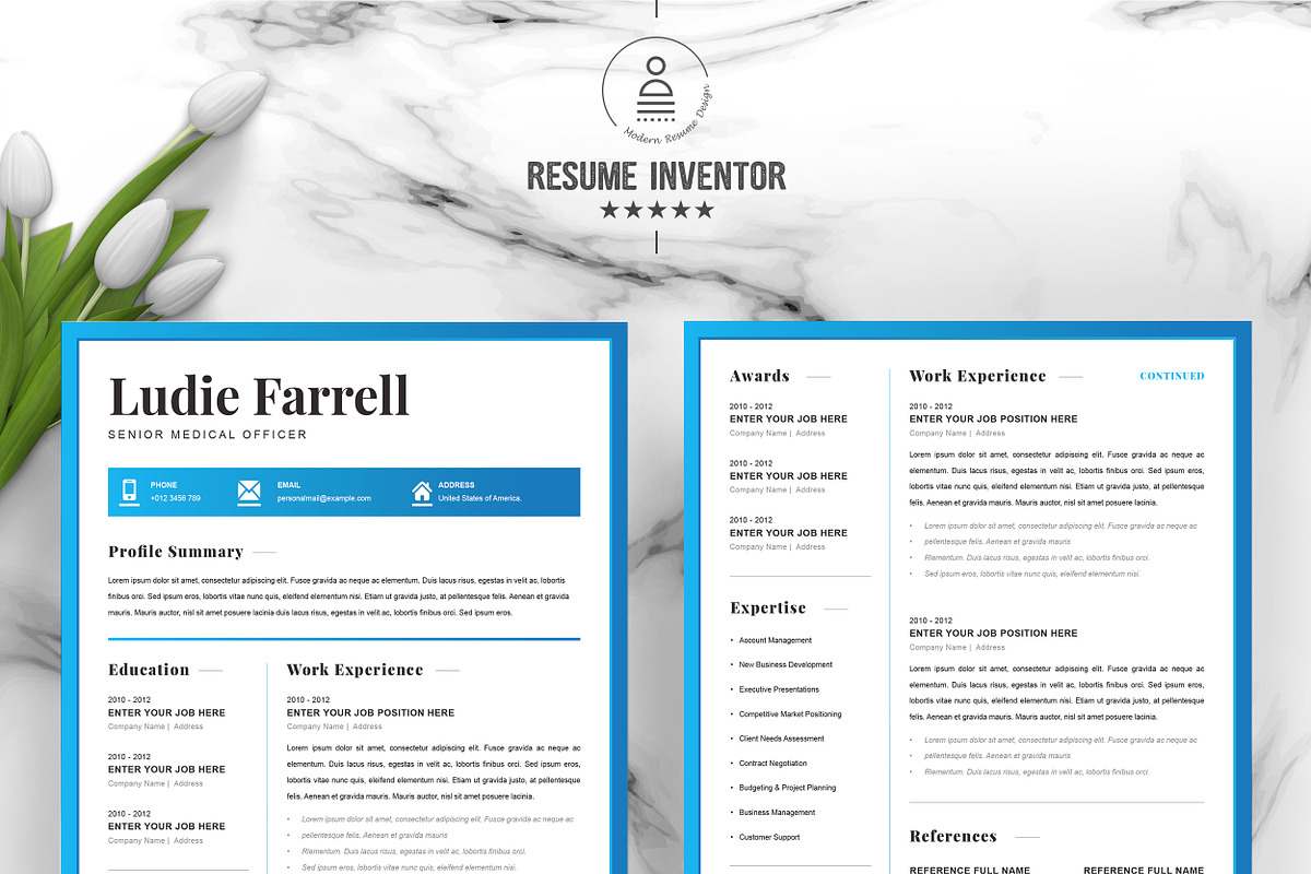 Creative Resume / Word CV Template, a Resume Template by ResumeInventor