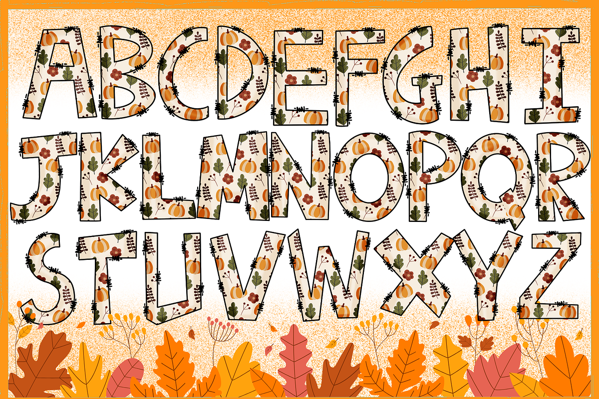 Fall & Autumn-PNG fonts, a Handwritten Font by It me digital art (Photo 3 of 8)