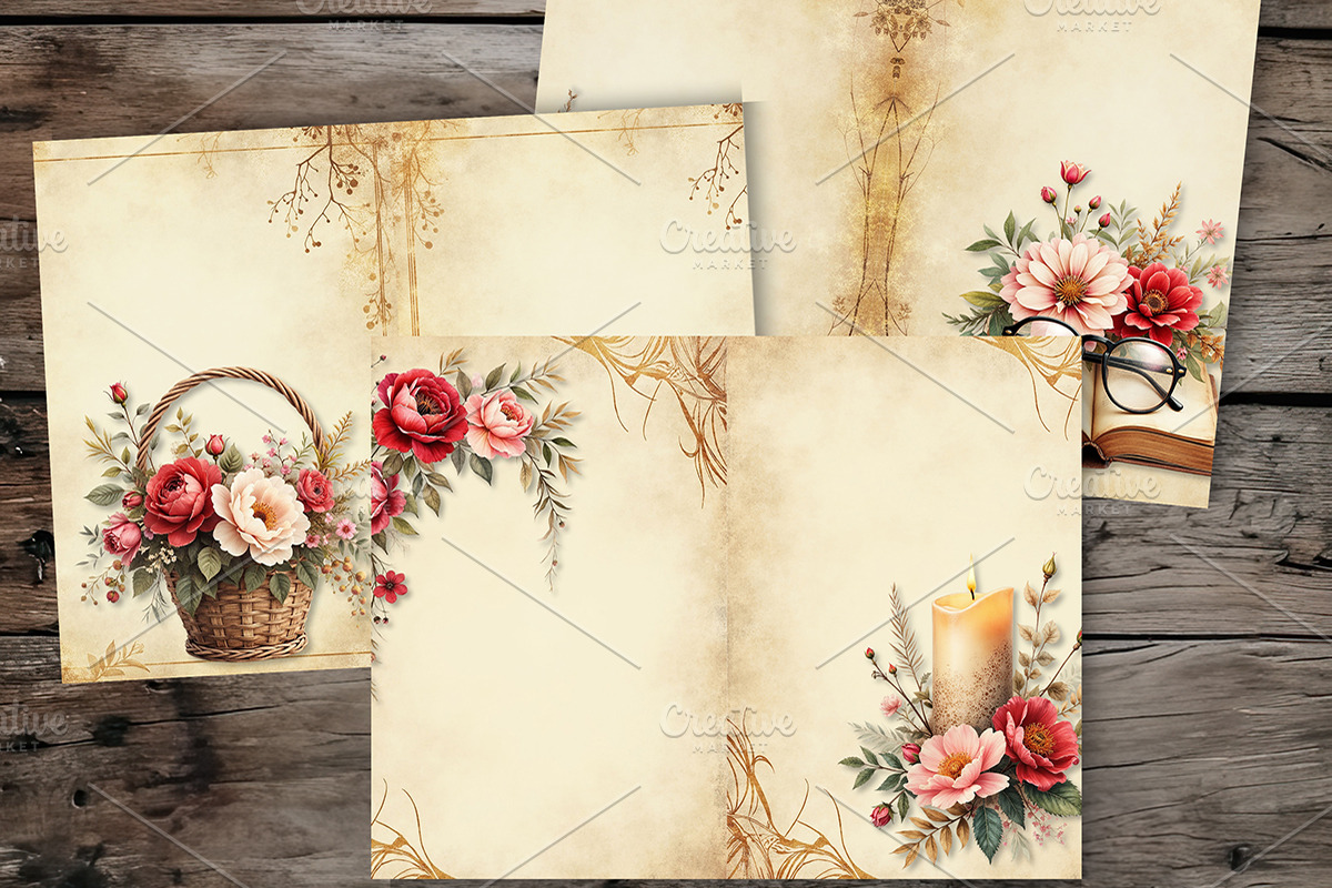 Romantic Roses Junk Journal Pages, a Decorative Illustration by GalaDesign03 (Photo 3 of 6)