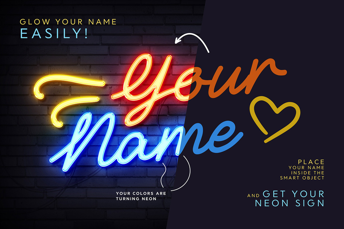 Neon Names Photoshop Templates, a Layer Style Add-On by Andrew Skoch Design (Photo 7 of 7)