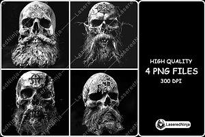Old Viking Skull Beard Moustache, a Background Graphic by LaseredNinja