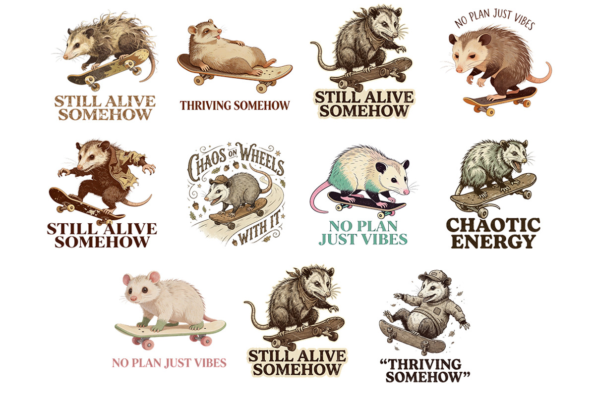 Funny Opossum T Shirt Designs, an Animal Illustration by InkyQueenArt (Photo 5 of 6)