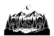 50 Forest Cabin Landscape Silhouette, an Empty State Illustration by Amazin_art (Thumbnail 5 of 38)