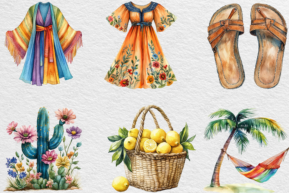 Bohemian Summer Clipart, an Illustration by Black Bird Studio (Photo 4 of 6)