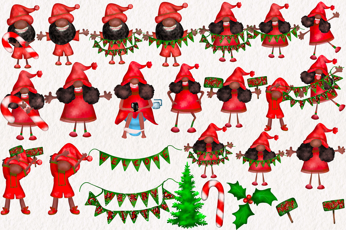 African American Christmas Gnomes, an Object Graphic by TanuschArts (Photo 3 of 6)