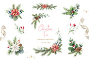 Watercolor Christmas Bundle, an Animal Illustration by Elena Medvedeva (Thumbnail 5 of 8)
