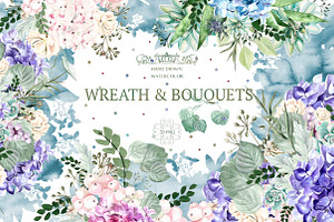 Watercolor Wreath&Bouquets 35 Png