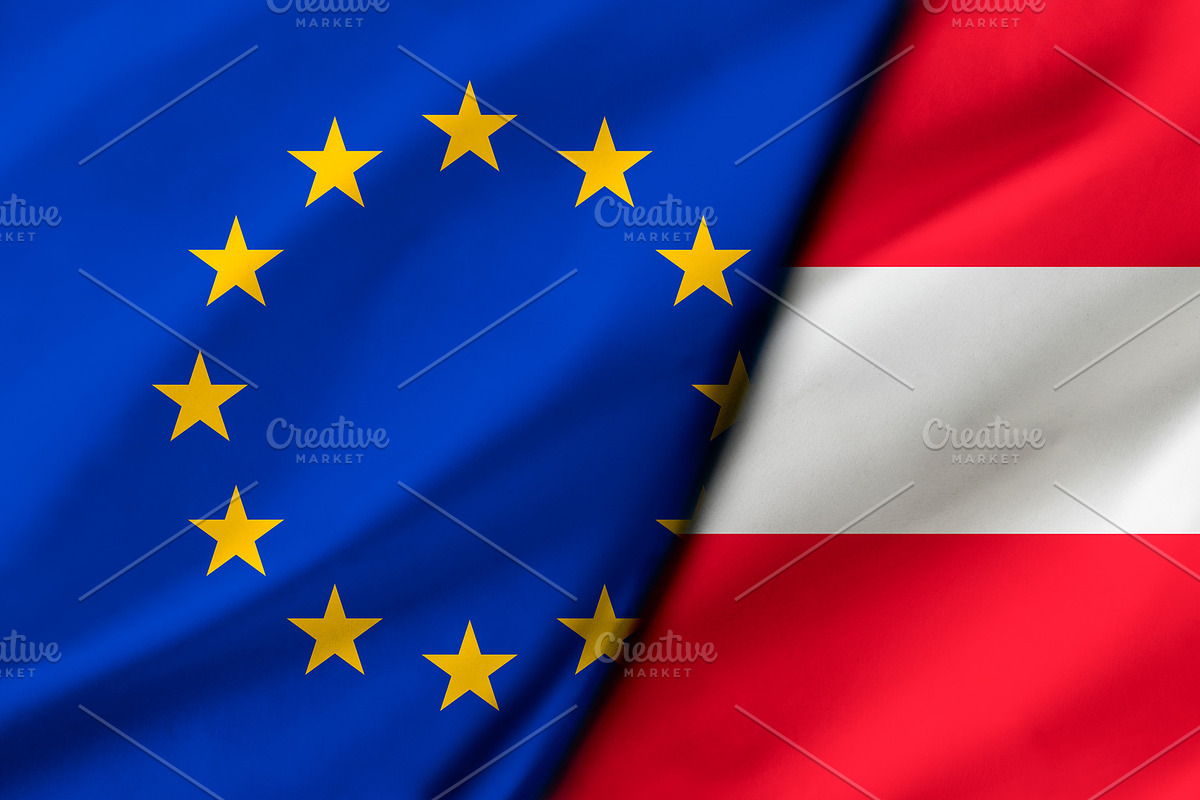 European Union and Austria Flags Blended, an Object Illustration by Davizro's Market