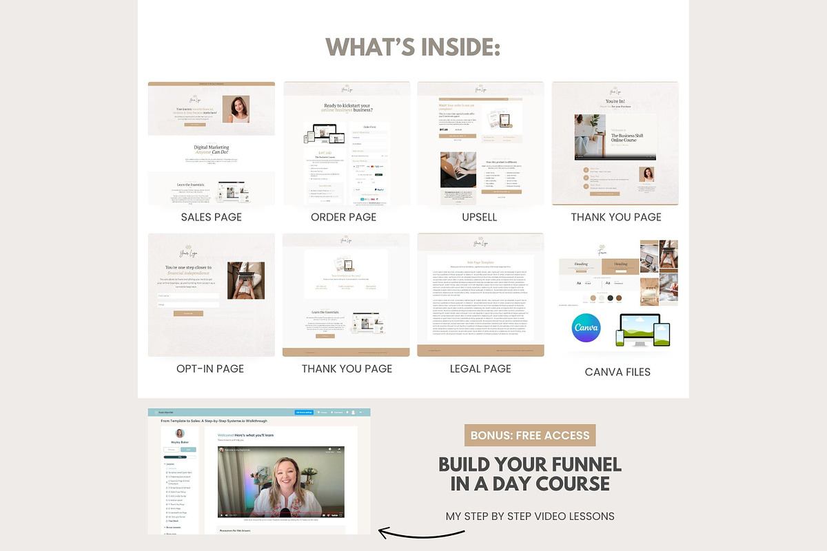 Systeme.io Fawn Minimal Funnel, a Landing Page Template by Hayley's Digital Hub (Photo 2 of 10)