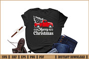 Vintage Merry Christmas Truck SVG, a Seasonal Illustration by Handy Arts Studio (Thumbnail 2 of 3)