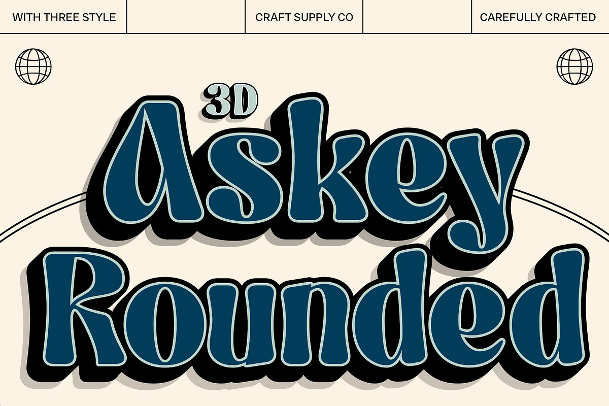 Askey Rounded 3D, a Serif Font by Craft Supply Co. (Photo 1 of 8)