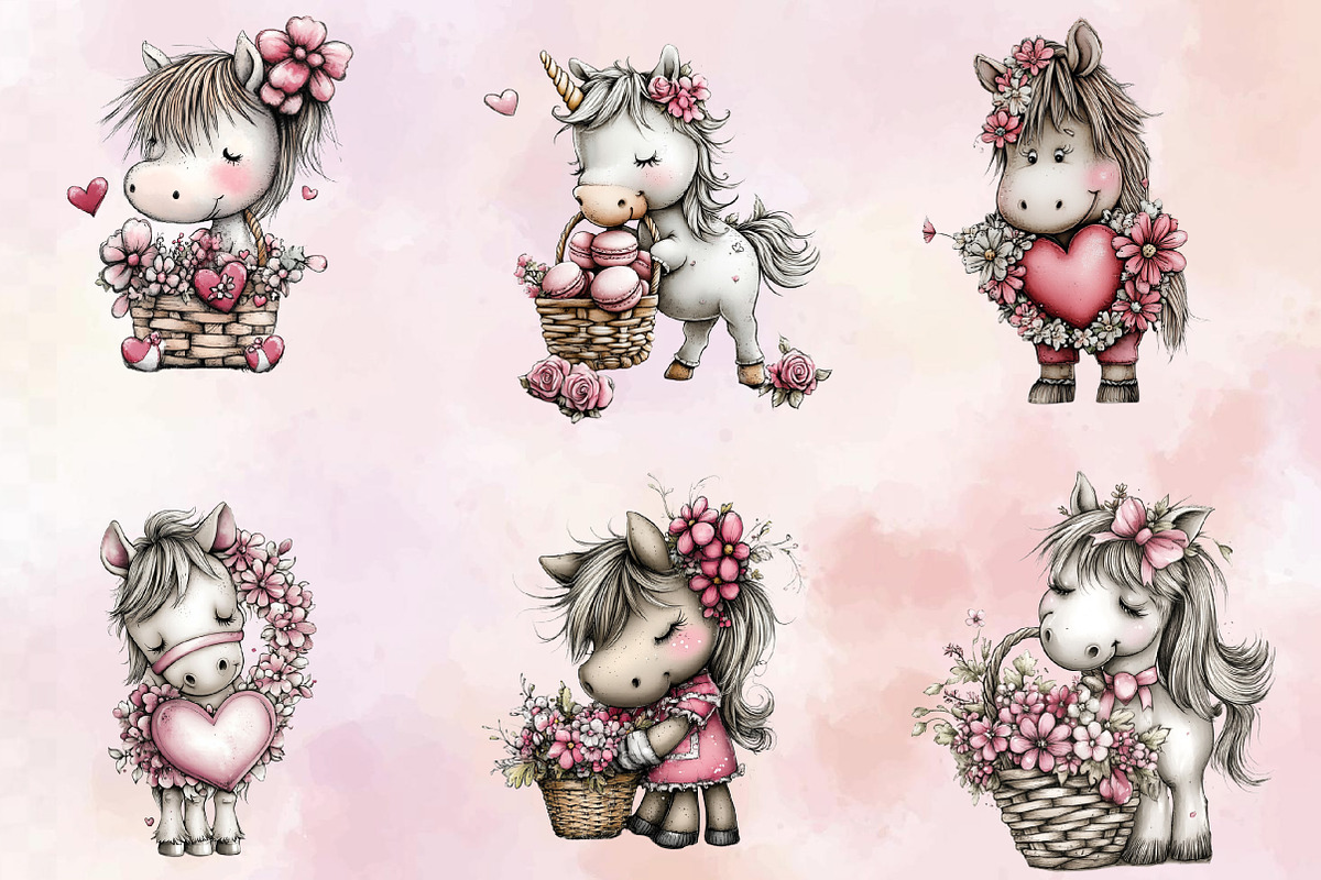 Whimsical Mother's Day Horse Clipart, an Illustration by SVGArt (Photo 7 of 9)