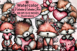 Valentine Valentine Fox Clipart Bund, an Illustration by SVGArt
