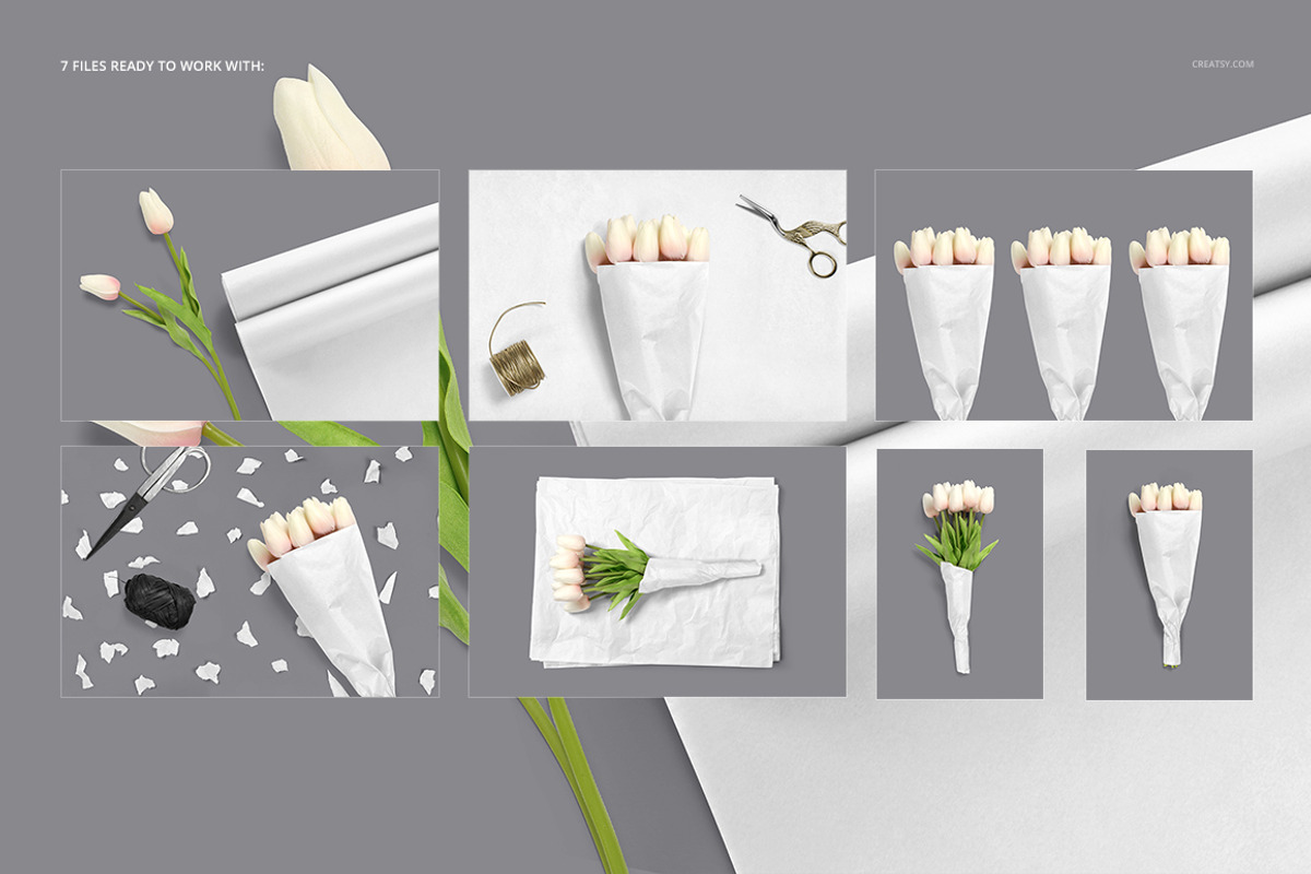 Flower Wrapping Paper Mockup Set, a Pens & Pencil Mockup by creatsy5 (Photo 2 of 19)