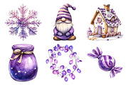 Watercolor Purple Christmas Clipart, an Illustration by Daily.Designs (Thumbnail 4 of 5)