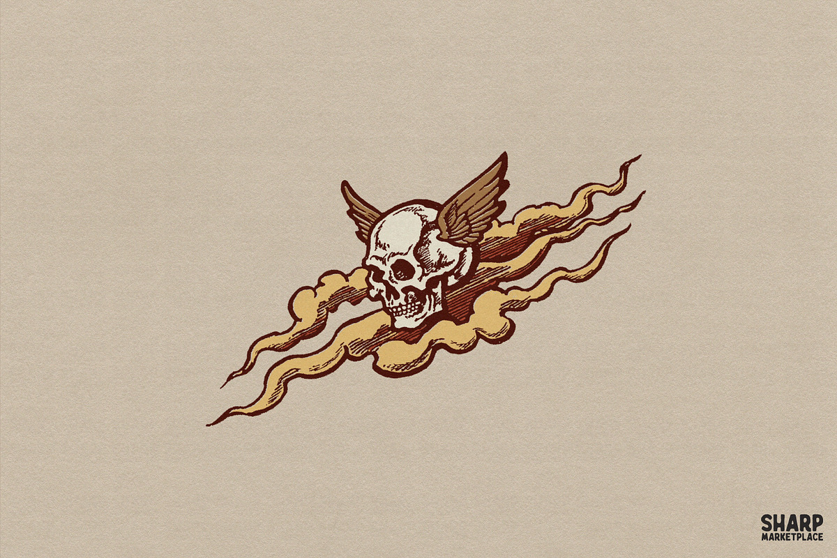 Flying Winged Skull Through Clouds, an Object Graphic by SharpMarketplace (Photo 1 of 4)