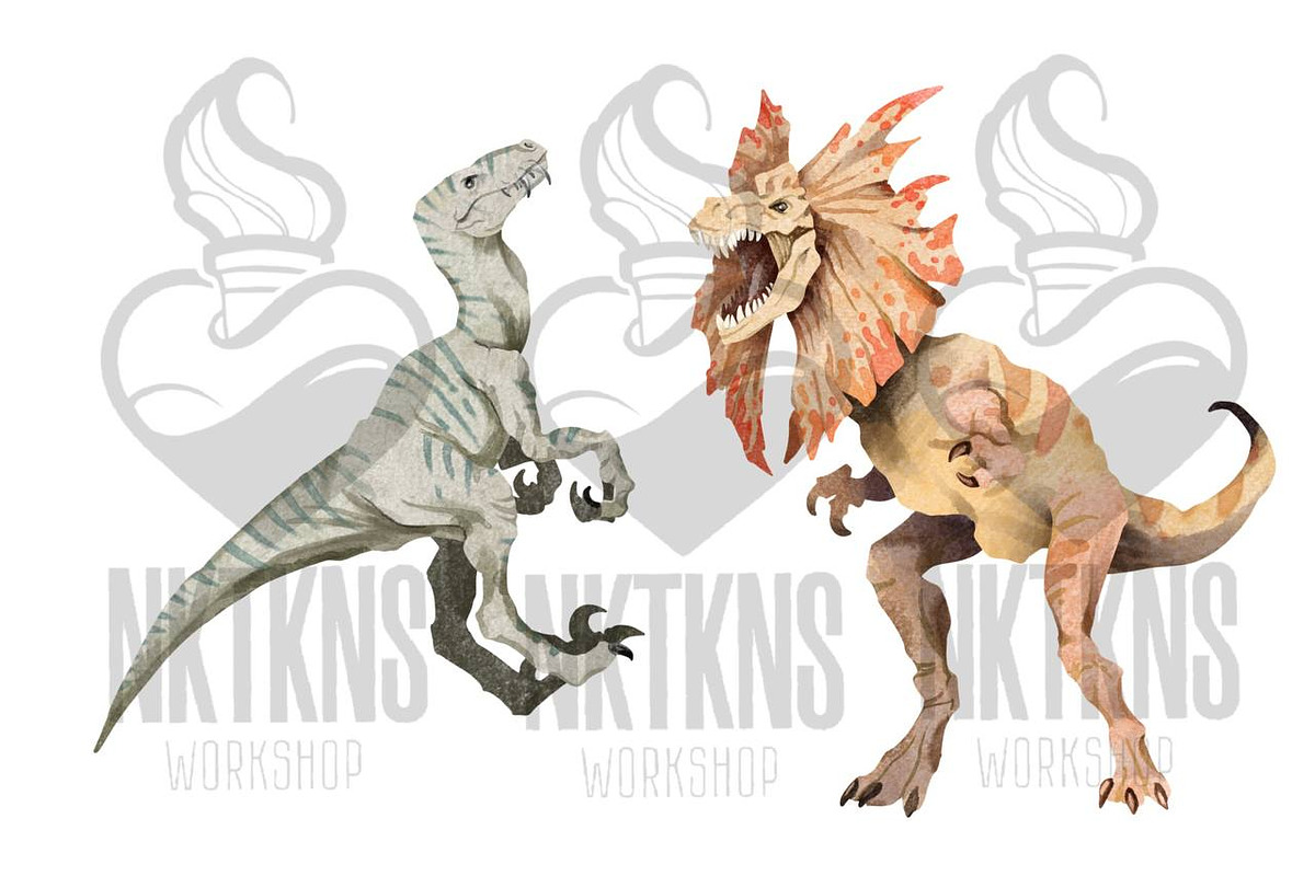 Dinosaur Watercolor Clipart, an Animal Illustration by NKTKNS (Photo 3 of 4)