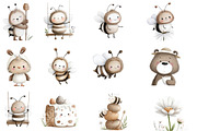 Watercolor Honey Garden Clipart, an Illustration by Designworld (Thumbnail 2 of 4)