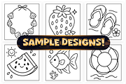 Easy Summer Season Coloring Pages, a Seasonal Illustration by Craftsbeefy (Thumbnail 2 of 4)