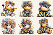 Whimsical Hippopotamus Clipart, an Illustration by DreamCafeArt (Thumbnail 3 of 6)
