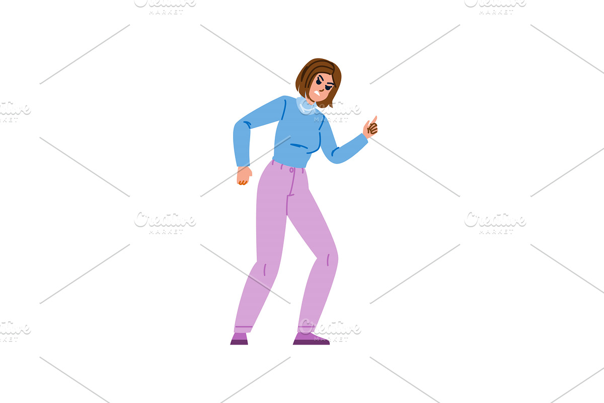 Angry woman arguing and pointing, a Person Illustration by pikepicture