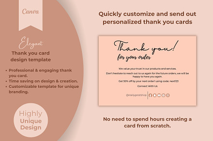 Simple thank you card template canva, a Card Template by DesignArts