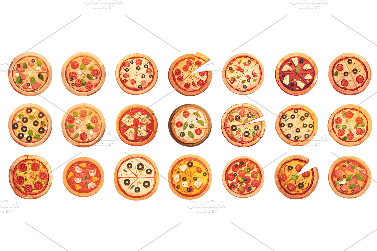Cartoon pizza. Salami pepperoni, a Food Illustration by Stock-Smart-Start