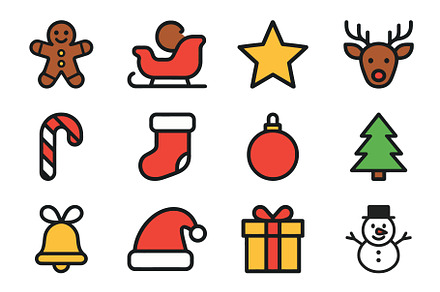 Bold Christmas Holiday Icon Set, a Branding & Logo Template by Mamun360