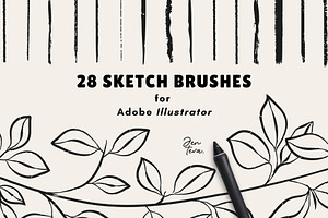 28 Adobe Illustrator Sketch Brushes, a Brush Add-On by Jenteva Art