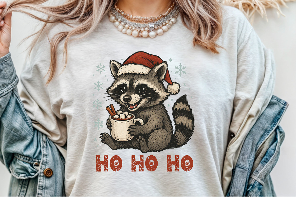 Ho Ho Ho Raccoon Png, Christmas Racc, an Illustration by Sublimation Artist (Photo 2 of 9)
