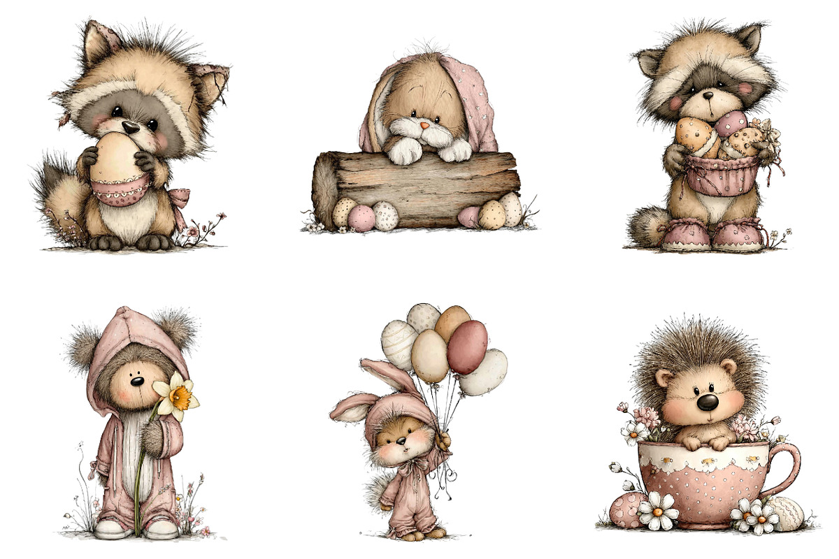 Woodland easter animals, an Illustration by CreationArt (Photo 2 of 5)