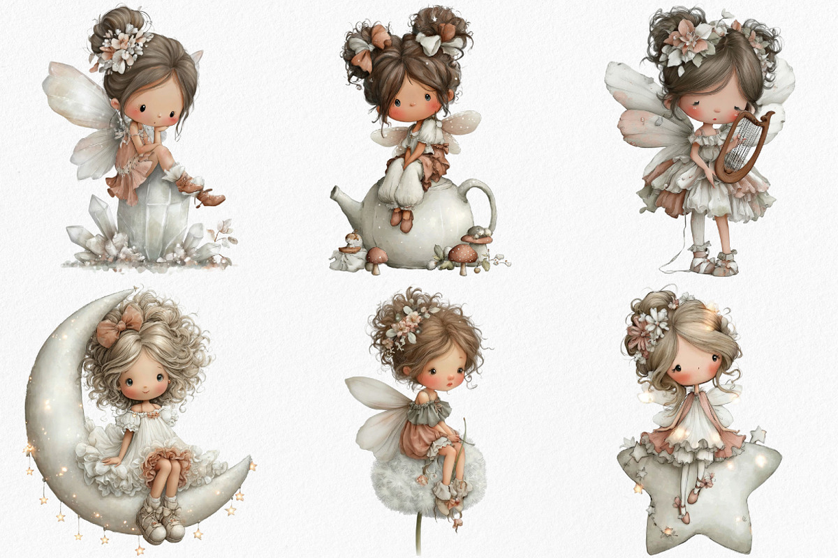 Watercolor Whimsical Fairy Clipart, an Illustration by Canvas Craft (Photo 4 of 8)