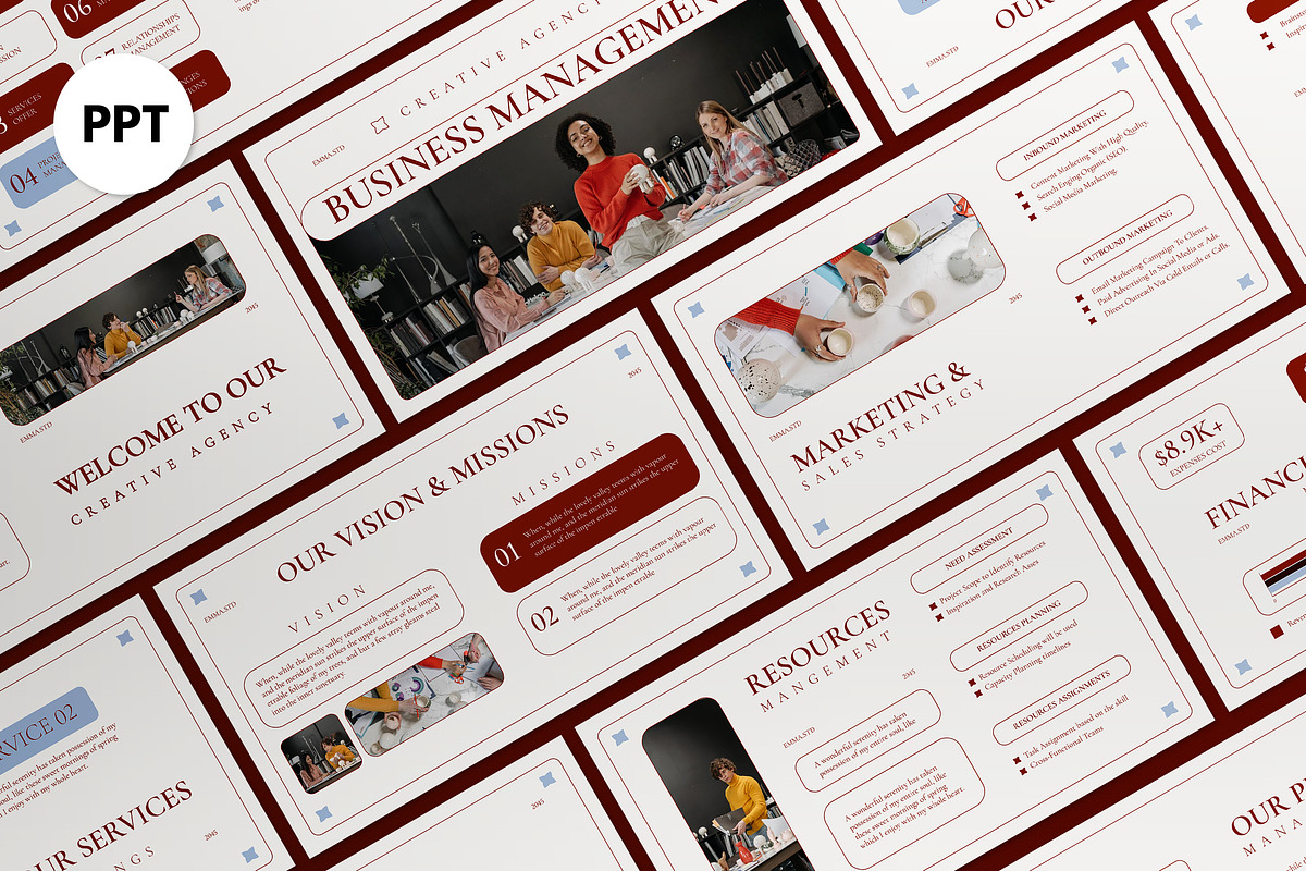 White Red Business Management PPT, a Presentation Template by graphicook (Photo 1 of 4)