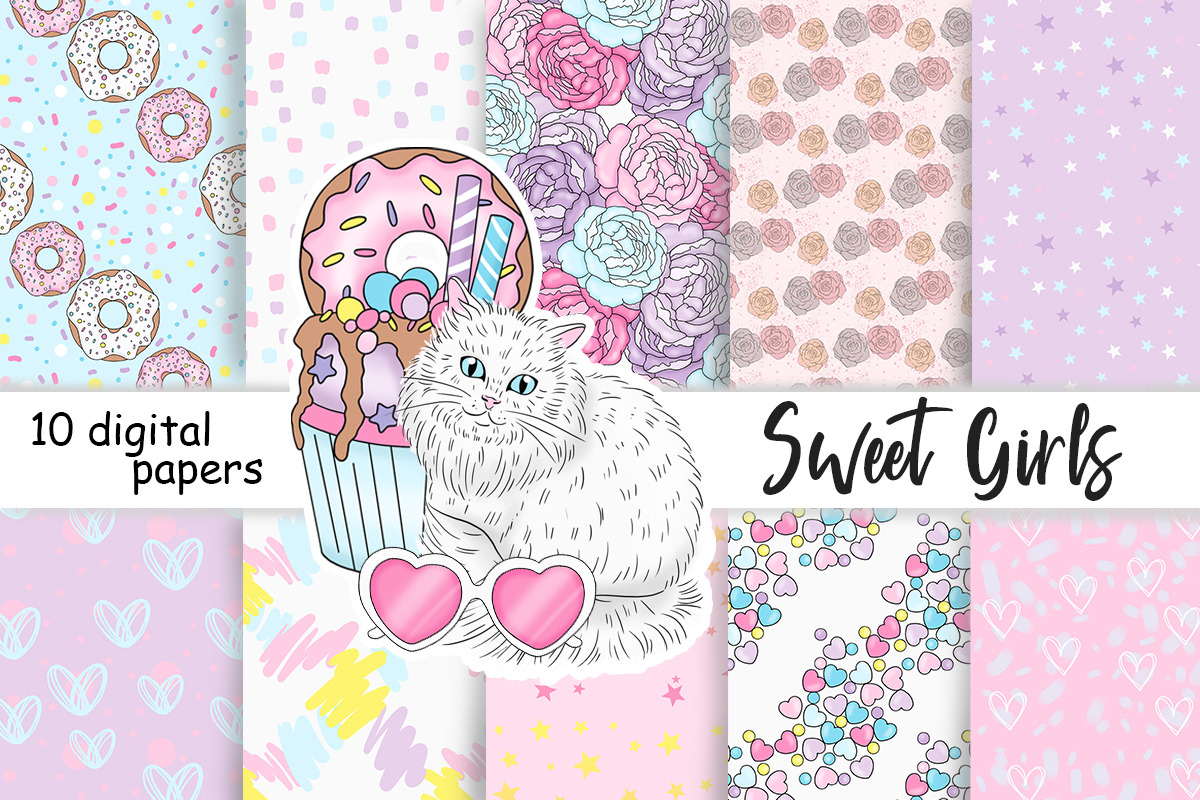 Sweet Girl Pattern, a Pattern Graphic by GlamArtZhanna (Photo 1 of 3)