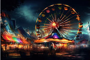 Carnival Park Sunset. Generate Ai