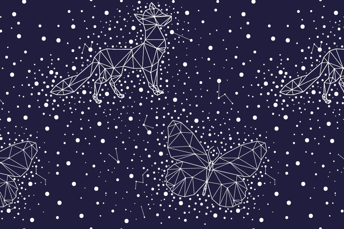 Geometric animals. Night sky., a Background Graphic by lycka (Photo 4 of 7)